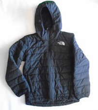 North Face Padded Jacket Coat Hooded Boy's Youth L Black Lightweight Free UK P+P