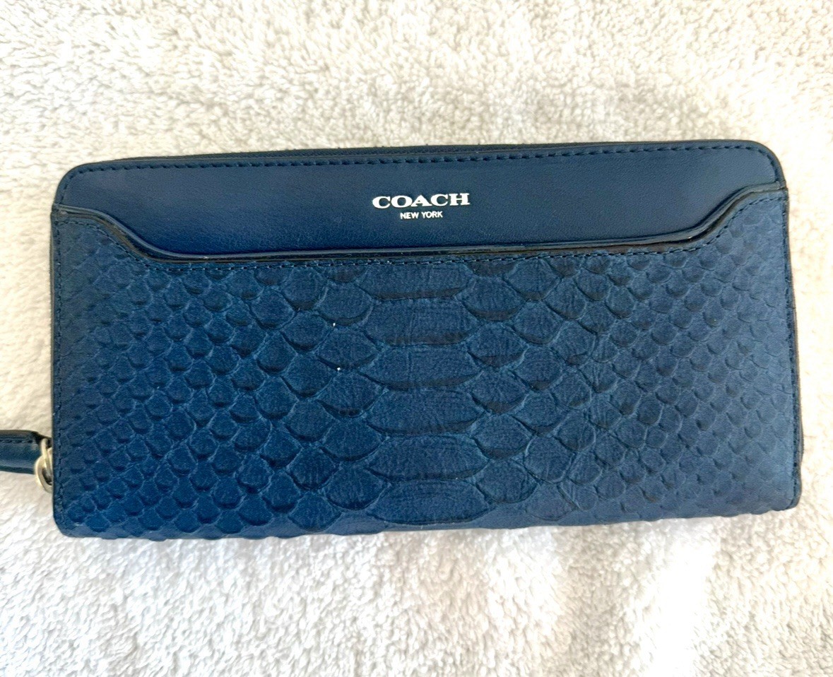 Coach Bundle, Blue Python Embossed Leather Handba… - image 13