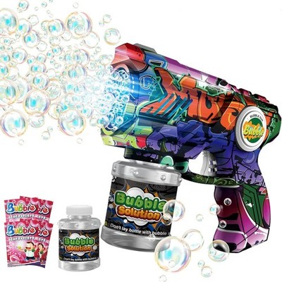 Kids Bubble Gun LED Lights 6 Hole Automatic Bubble Machine Toy Leakproof...