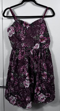 BCX Burgundy Floral Rose 3D Sweetheart Neck Romantic Whimsigoth HoCo Dress Sz 9