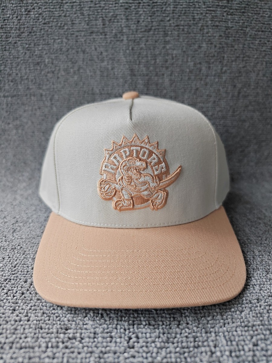 Mitchell & Ness Toronto Raptors Dinosaur Logo Cream Tan Snapback Hat New
