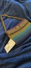 Kurt Geiger London Small Gold Rhinestone Party Shoulder Bag
