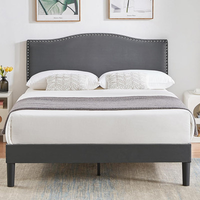 Queen Bed Frame with Adjustable Headboard, Noise-Free & Easy Assembly