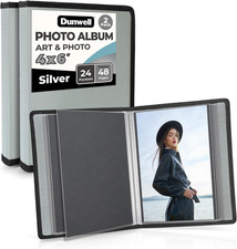 Small Photo Album 4x6 with Black Mounting Paper 2-Pack, Silver , 4 x 6 Photo 
