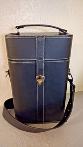 True Black Faux Leather Milano 2-Bottle Wine Box Carrier with Strap, DAD GIFT