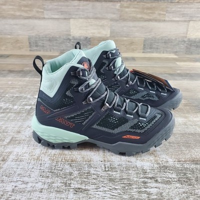 Mammut Ducan High GTX Womens Trekking & Hiking Boots Sz 9.5 Dark Steel Neo Mint