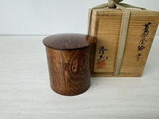 Y9966 TEA CADDY wooden Natsume signed box Japan antique matcha container case