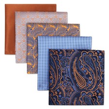 SHLAXWING 5 Pieces Assorted Mens Silk Pocket Square Handkerchiefs Set 40