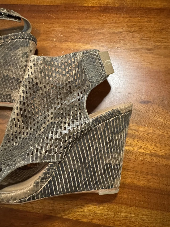 Joie Kelcey на танкетке перфорированная змея штамп искусственно состаренная кожа туфли размер 8 - Изображение 2 из 4