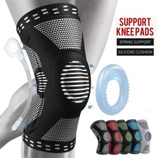 2PCS Compression Knee Support Brace Patella Sleeve Silicone Spring Sports