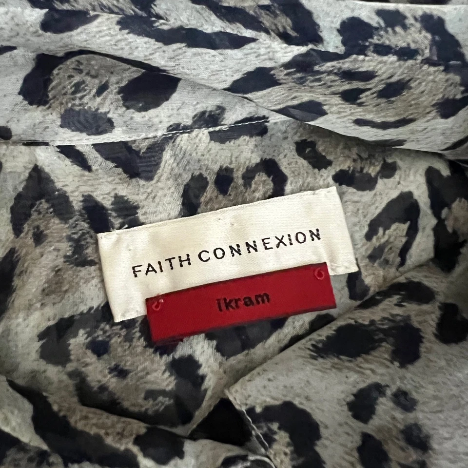 Blusa Faith Connexion Seda Gasa Semi Transparente Guepardo Leopardo Estampado Animal L Foto 2 de 4