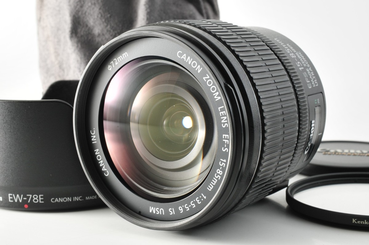 Canon EF-S 15-85mm f/3.5-5.6 IS USM Zoom Lens w/hood, filter, bag