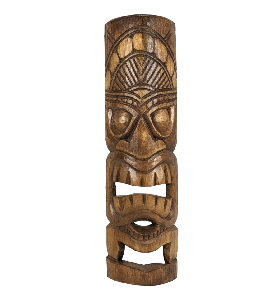 Masque Tiki 50cm bois sculpté haut de gamme art ethnique fait main