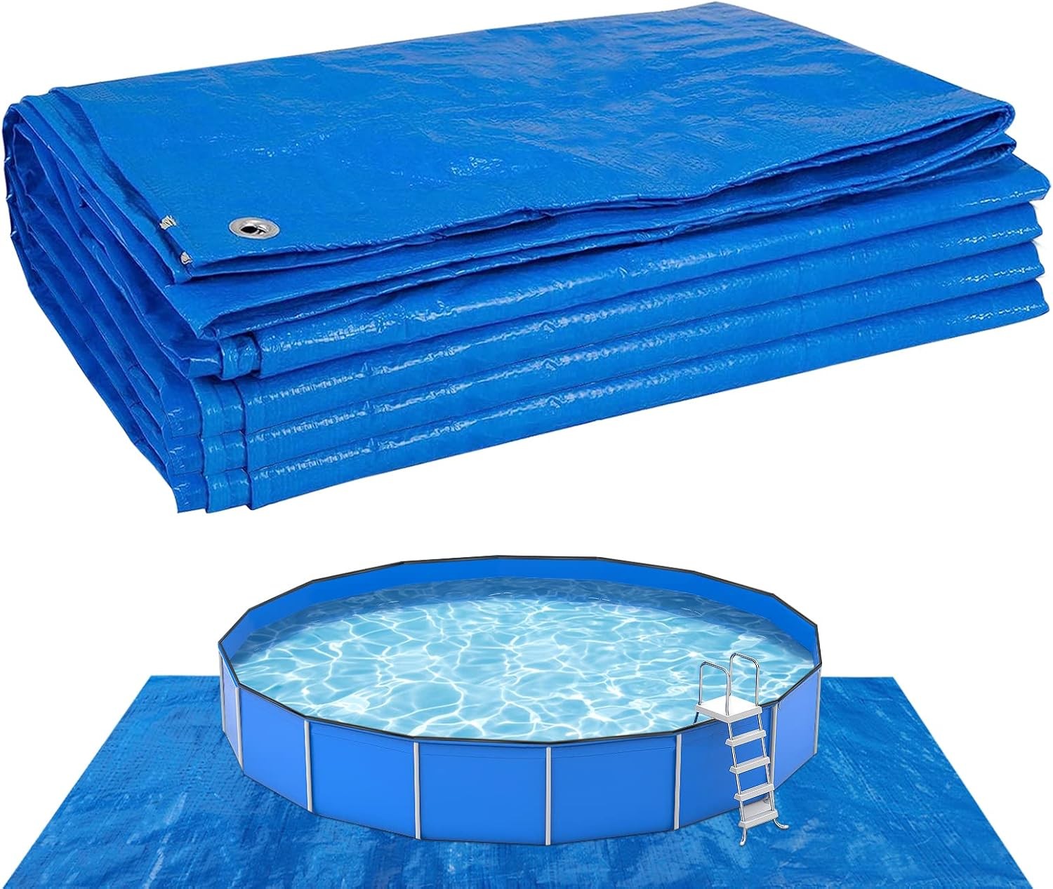 16.4x16.4 Ft Heavy-Duty Waterproof Pool Ground Cloth Liner Pad