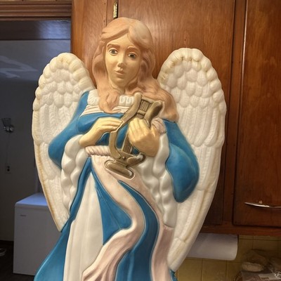 VTG  Santas Best Angel Christmas Blow Mold. Blue. Original. Working light- Mint 