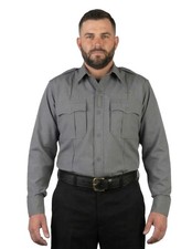 Polyester 4 Pocket Hidden Zipper Uniform Shirt - Long Sleeve