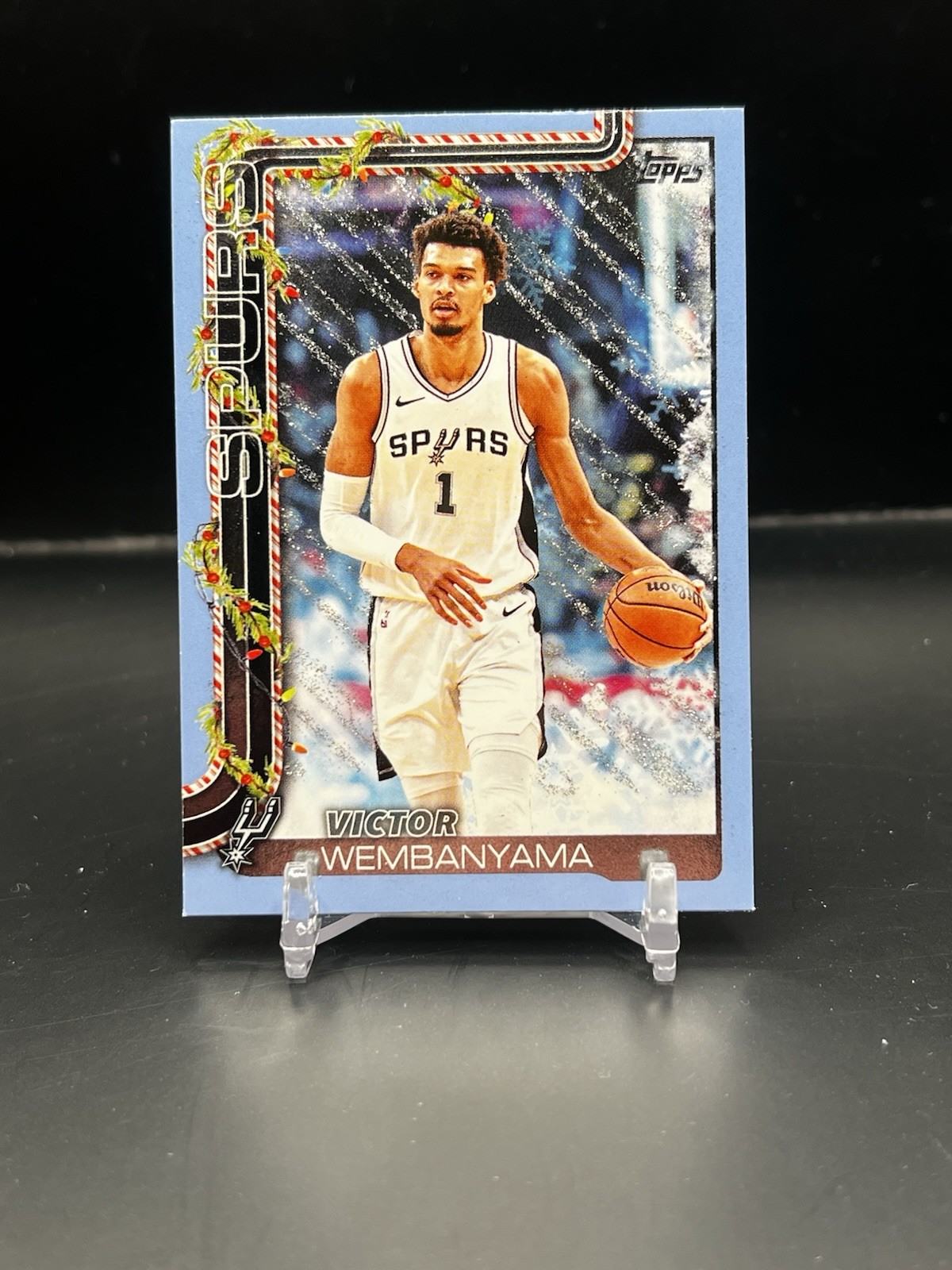 2025-26 Topps Holiday VICTOR WEMBANYAMA Light Blue Glitter SP Parallel- Spurs