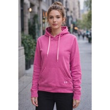 Under Armour Hoodie Women's M Semi-Fitted Fleece Long Sleeve Running Ladies Pink