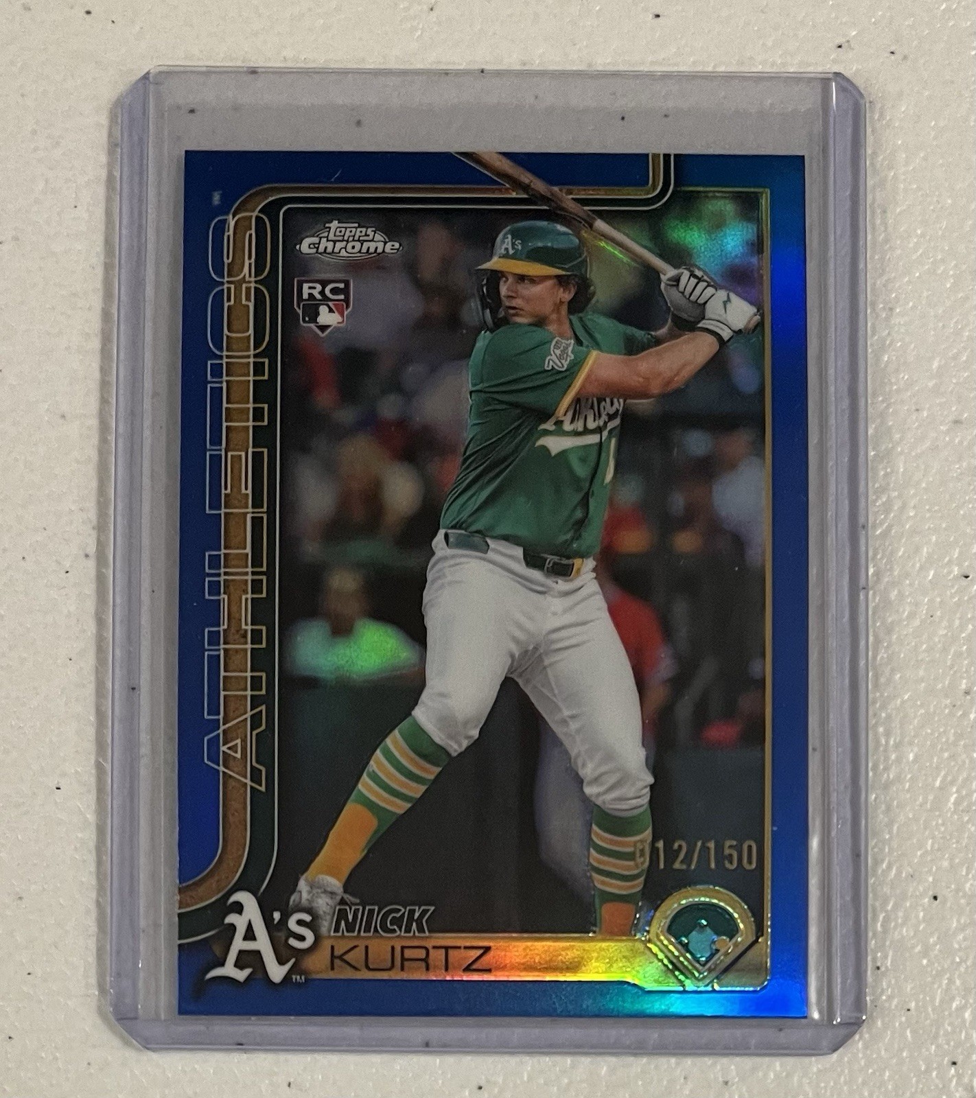 2025 Topps Chrome Update Nick Kurtz TRUE BLUE ROOKIE REFRACTOR /150 RC #USC178