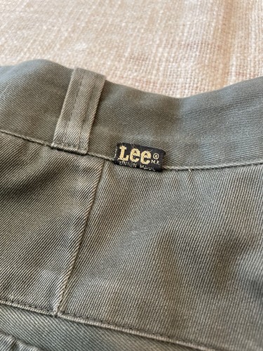 Vtg 70s Lee Chetopa Twill Pants Mens 31x28 Green Workwear Union Made USA - Picture 2 of 8