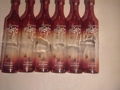 LOT OF 6 EMPTY MILAGRO TEQUILA BOTTLES 750ML Cork Tops Collectible Decor Craft