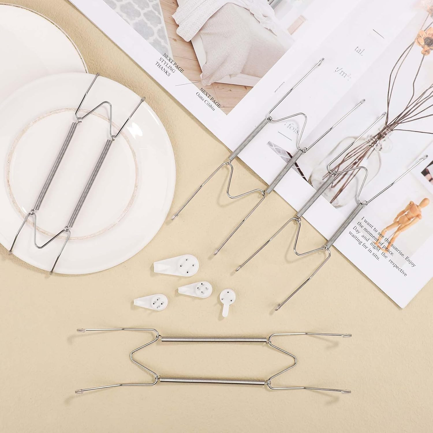 4 Pack Plate Hangers for the Wall, 6/8/10/12 Inch Plate Wall Holder Stainless St