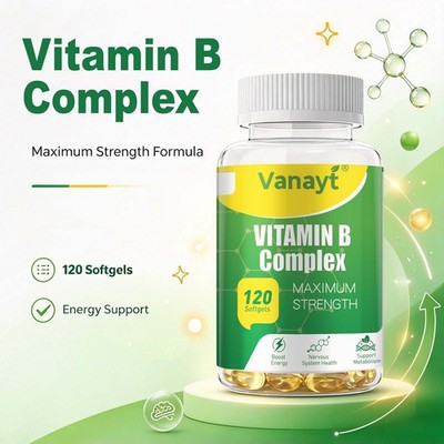 Vitamin B Complex Capsules With Vitamin B1,B2,B3,B5,B6,B9,B12 - High Potency