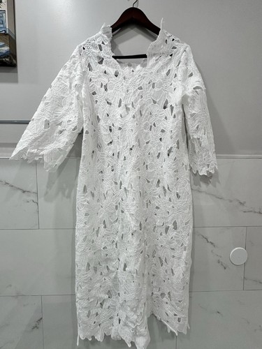 New Women's White Long Floral Beach Cover Up Dress One Size Cheap