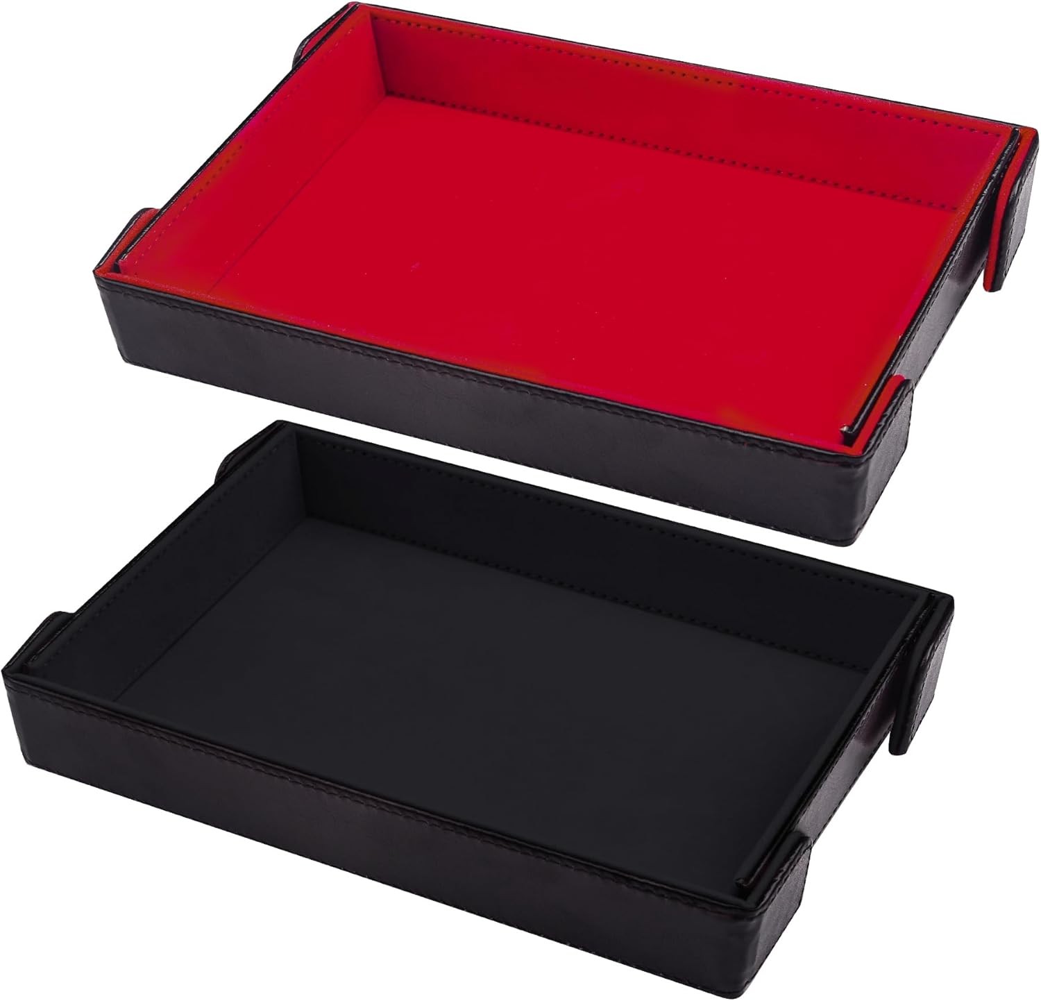 SIQUK 2 Pieces Magnetic Dice Tray Rectangle Folding Black and Red 