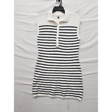 Universal Thread Womens Striped Sleeveless Knit Dress White Cotton Blend Size M