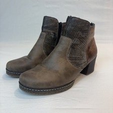 Rieker Lilyish Leather Ankle Zip Boot Shoe Size 39 / 8.5 59098-64 Brown