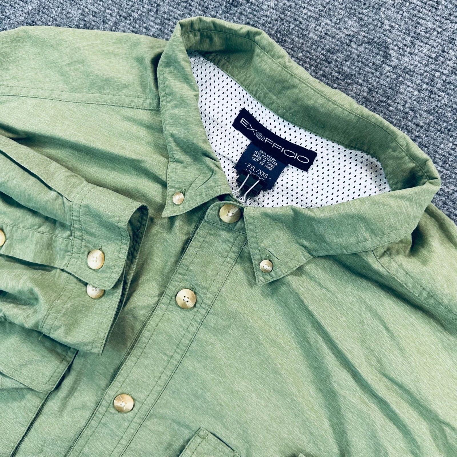 ExOfficio Air Strip Men's 2XL Sage Green Vented Long Sleeve Fishing Hiking Shirt