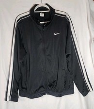 Nike Jacket Mens L Black White Track Full Zip Athletic Swoosh Logo