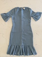Michael Kors Women’s Blue Dress Size Small Ruffle Short Sleeve Knee Length