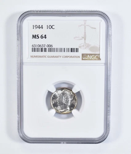 1944 MS64 Mercury Silver Dime - MS 64 NGC Blast White *5997