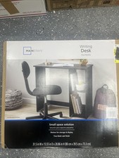 Mainstays Small Space Writing Desk with 2 Shelves, True Black Oak Finish New 