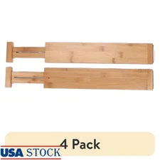 Adjustable Bamboo Drawer Dividers Expandable Organization Non-Slip Strong Spring