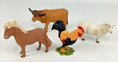 Terra By Battat Farm Animals Bull Rooster Sheep Pony Realistic Barnyard Figures