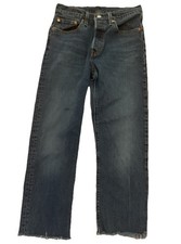 Levi's 501 Hidden Button Fly High Rise Raw Hem Size 27 X 30 Med Wash