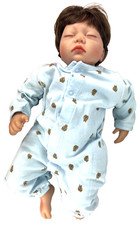 Lifelike Sleeping BABY DOLL Brown Hair Cloth/Vinyl Body With 3 Outfits
