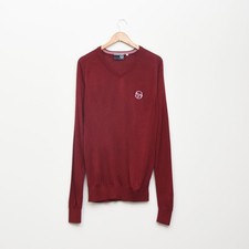 Men's Sergio Tacchini Lancaster V-Neck Cotton Sweater Size XL Claret/Burgundy