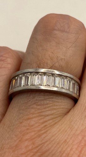 Vintage Cubic Zirconia Crystal Sterling Silver Eternity Ring - Picture 2 of 6