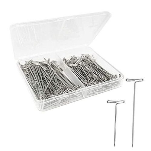 150Pcs Steel T-Pins Assorted Two Sizes Wig Pins Nickel Plated Sewing Silver