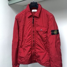 Stone Island Overshirt Jacket Men Small Red Garment Dyed Crinkle Reps ptp20”