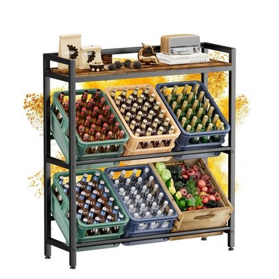 Getränkekistenregal 6 Kisten mit Ablage,33D x 104W x 115H cm Getränkeregal,St...