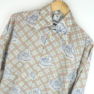 Vintage 70er Dolchkragen Herren Hemd Disco Gr. S-M (V861)