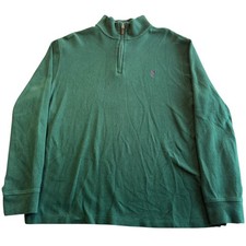 Polo Ralph Lauren Quarter Zip Sweater Mens L Green Estate Rib Pullover Pony