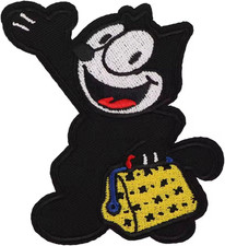 Felix the Cat Classic Black White Cartoon 3.6" Iron on Embroidered Patch for Clo