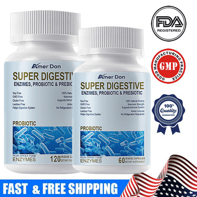 Probiotics Digestive Enzymes 100 Billion CFU Potency Immune Health 120 Capsules