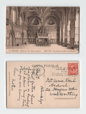 AK - Brügge Hotel de Ville Gotischer Saal Innenraum verschickt 1933